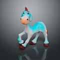 Cute Blue Cartoon Donkey Toy With Red Tipped Ears And Brown Hooves
