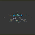 Ornate 3D Rendered Weapons in Blue and Gold with Swords Staves Axes and Various Designs