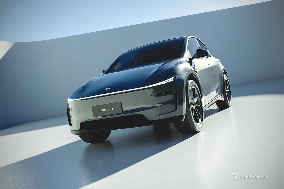 NARLY Modern Electric Car With Sleek Exterior Black Wheels And Minimalist Showroom Background 3d model 