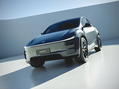 NARLY Modern Electric Car With Sleek Exterior Black Wheels And Minimalist Showroom Background 3d model