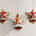New Chinese Hanging Decoration Lion Dance Sculpture Lion Head Pendant 3d model