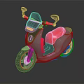 Modern Electric Scooter with Gray Frame Red Seat and Transparent Windshield 3d model