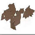 Broken Red Brick Wall Scene Components With Damaged Edges And Ruined Structures