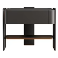 Modern Wooden Bedside Table With Drawer And Lower Open Shelf Design 3d model