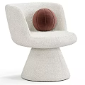 Modern Leisure Chair With Light Beige Fabric Upholstery Round Decorative Ball And Conical Base