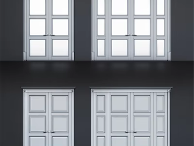 Modern White Paneled Hinged Doors With Various Styles For Interior Home Use 3d model