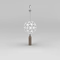 White Geometric Sphere Pendant Light With Intricate Lattice Design And Brown Tassel