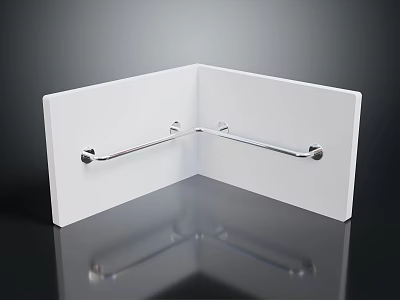 White Wall Corner Storage Shelf With Metal Hooks For Home Organization 3d model
