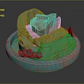 Detailed Turquoise Copper Textured Sculpture Carving With Intricate Design On Circular Base