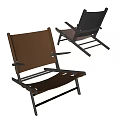 Modern Leisure Chair With Brown Black Leather Seats And Wooden Frame Design
