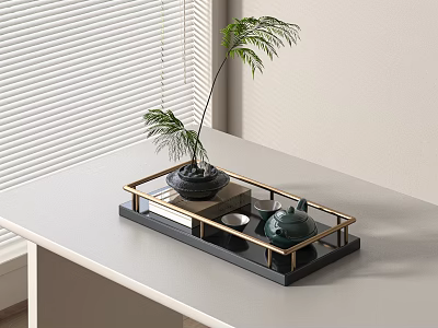 Tray Solid Wood Tray Metal Tray Food Beverage 3d model