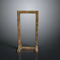 Ancient Wooden Weapon Display Frame With Intricate Carvings And Classic Design