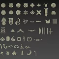 Decorative Sculpture Carvings with Golden Floral Butterfly and Geometric Patterns for Ornamental Design