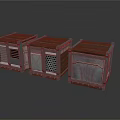 Industrial Style Scene Component Crates With Wooden Tops Metal Grid And Diamond Panels