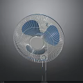 Modern Electric Fan With Blue Blades White Mesh Cover And Blue Base