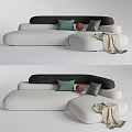 Modern Multiplayer Sofa Pillow Blanket Casual Sofa 3d model