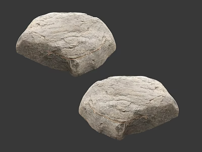 Two Natural Stone Wood Objects With Textured Surface And Handcrafted Design 3d model