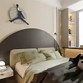 Modern Kids Room Interior Design With Arch Bed Stuffed Toy Bookshelves And Window Blinds