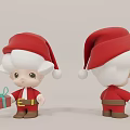 Adorable Santa Themed Doll In Red Outfit With Gift Box Front Back Views