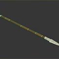 Traditional Spear with Wooden Handle Red Decorative Bands White Tip and Sharp Silver Blade