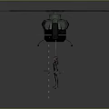 Military Helicopter With Orange Ladder And Hanging Figure