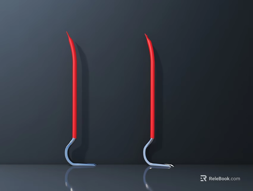 Two Red Metal Hardware Tools With Curved Design On Dark Background 3d model