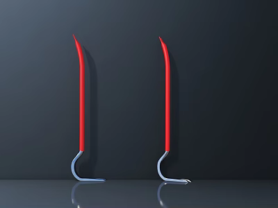 Two Red Metal Hardware Tools With Curved Design On Dark Background 3d model