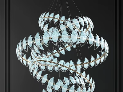 Modern Spiral Crystal Chandelier With Transparent Glass Crystals And Gold Frame 3d model