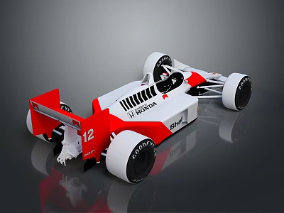 Honda Formula Racing Car With White Red Livery Number 12 Aerodynamic Design 3d model