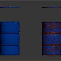 Blue And Rusty Metal Barrels With Open Lids In Studio Display Setup