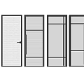 Modern Hinged Doors Featuring Various Glass Panel Designs And Black Frames 3d model