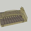Wooden Decorative Platform Design With Curved Railing Steps And Circular Details