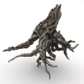 Natural Tree Stump Root System With Intricate Twisted Branches And Rough Textures 3d model
