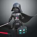 Darth Vader Figurine With Black Armor Flowing Cloak And Red Lightsaber On Illuminated Base