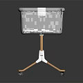 Modern Gray Baby Crib With Mesh Sides White Frame Wooden Legs And Wheels