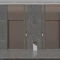 Modern Brass Elevators In Luxury Lobby With Marble Walls And Circular Emblem 3d model