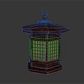 Traditional Wooden Hexagonal Lantern With Lattice Shade And Round Top Ornament Design