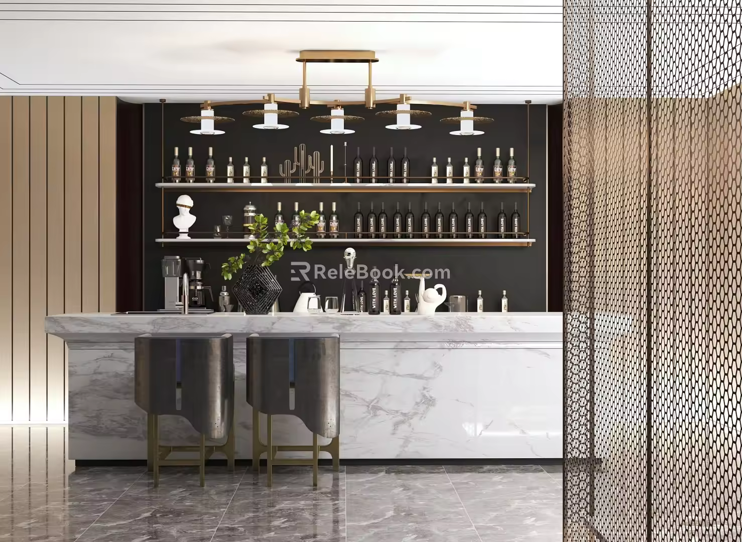 Metal Wind Bar Front Desk 3d model
