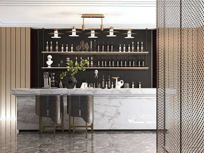 Metal Wind Bar Front Desk 3d model