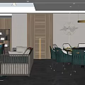 Luxurious Private Room Interior With Green Chairs Dining Table And Chandelier
