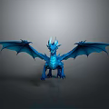 Blue Dragon 3D Model With Spread Wings And Horns In Detailed Design