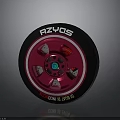 Car Wheel With Red Rim RZYOS Tire And Green Center Metallic Design