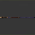 Ornate Polearm Weapon With Blue Red Shaft And Golden Decorative Head