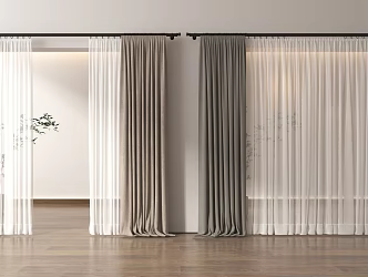 Curtain Cream Wind Curtain Silent Wind Curtain Living Room Curtain Bedroom Curtain Floor Lamp Cloth Curtain Gauze Curtain 3d model