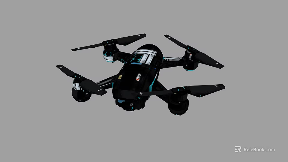 Stylish Black And Blue Quadcopter Drone With Modern Design Features 3d model 