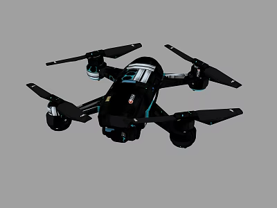 Stylish Black And Blue Quadcopter Drone With Modern Design Features 3d model