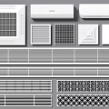 Different Air Conditioner Vent Designs Featuring Various Grille Patterns for Interior Spaces 3d model