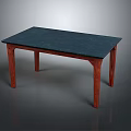 Modern Dark Marble Top Red Wooden Legs Simple Design Dining Table