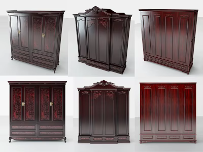 New Chinese-style wardrobe mahogany wardrobe 3d model