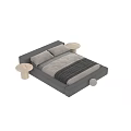 Minimalist Modern Double Bed Featuring Upholstered Frame Comfortable Mattress and Wooden Side Tables